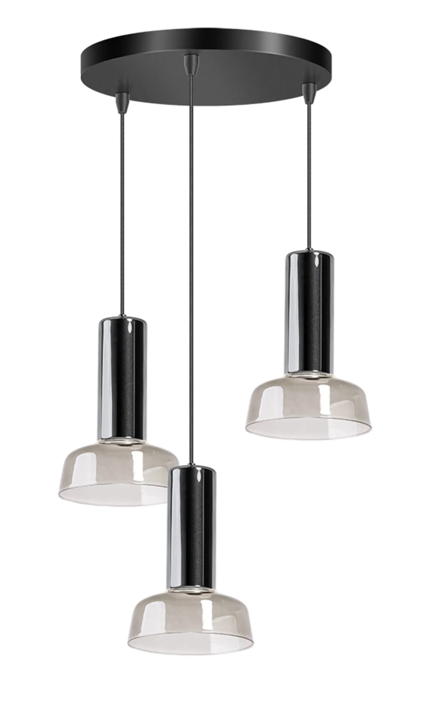 Hanglamp Beal 3-Lichts Getrapt Glas Smoke - Giga Meubel