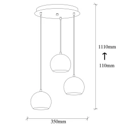 Hanglamp Berceste Bol 3-Lichts Getrapt Platinum