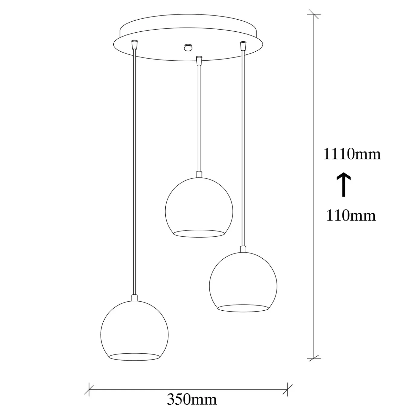 Hanglamp Berceste Bol 3-Lichts Getrapt Platinum