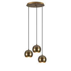 Hanglamp Berceste Bol 3-Lichts Getrapt Goud