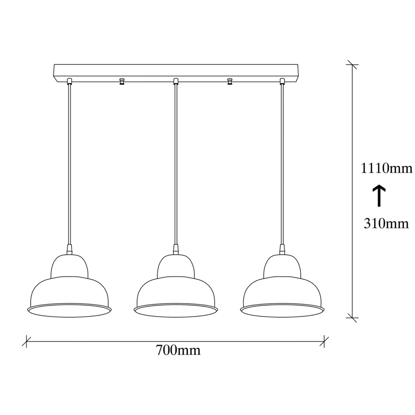 Hanglamp Berceste Hill 3-Lichts Zwart