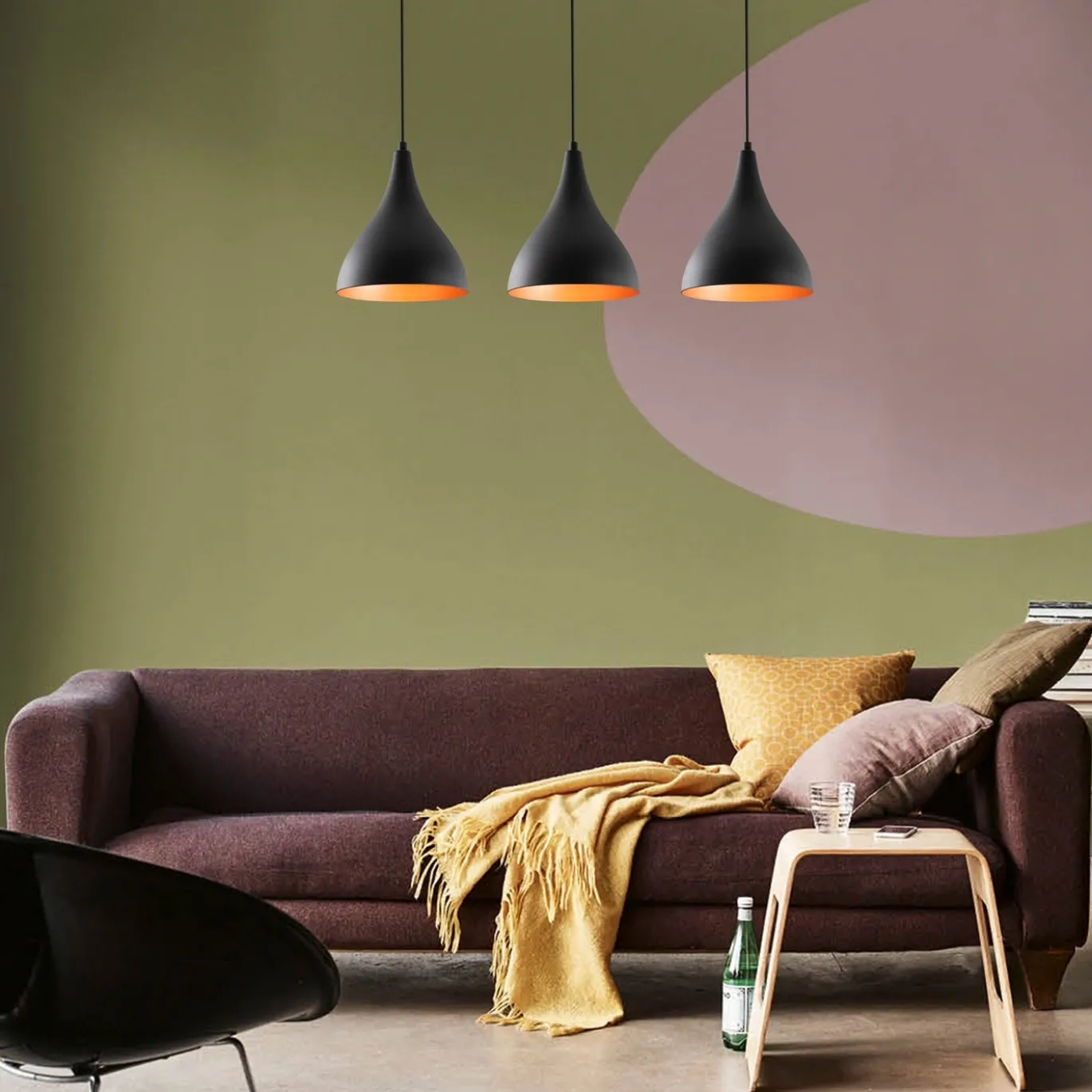 Hanglamp Berceste Metaal Zwart 3-Lichts