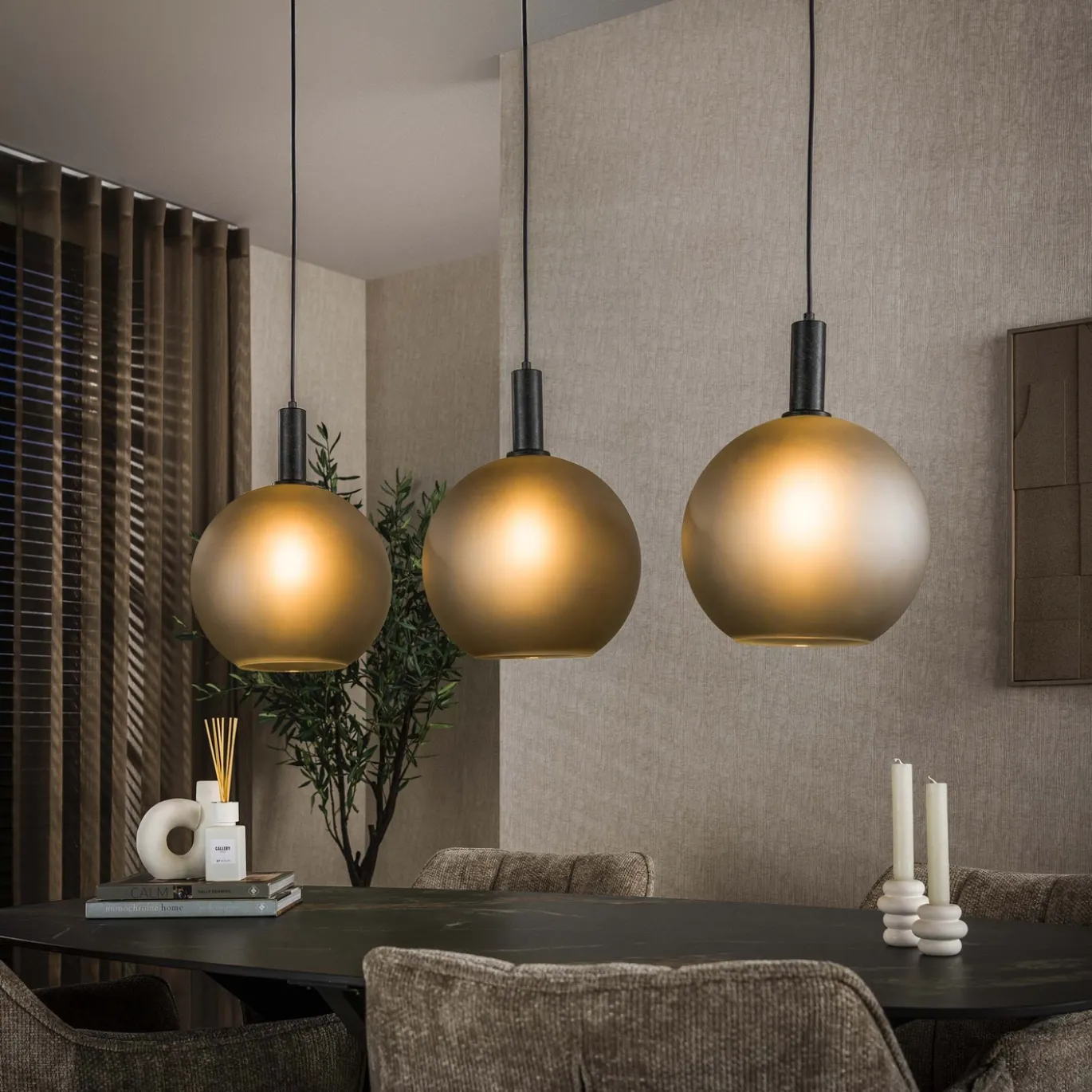 Hanglamp Bubble Frosted 3-lichts Frosted Grijs - Giga Meubel