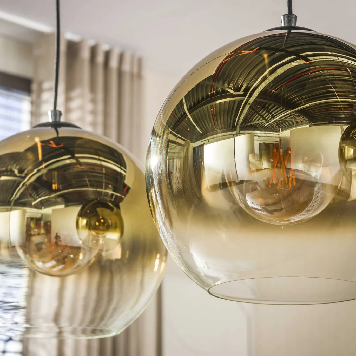 Hanglamp Bubble Shaded 3-lichts Goud - Giga Meubel