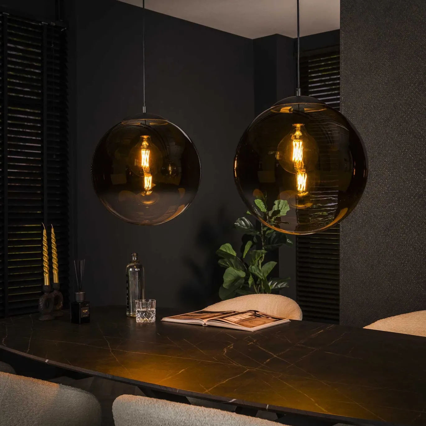 Hanglamp Bubble Shaded XL 2-Lichts Artic Zwart - Giga Meubel