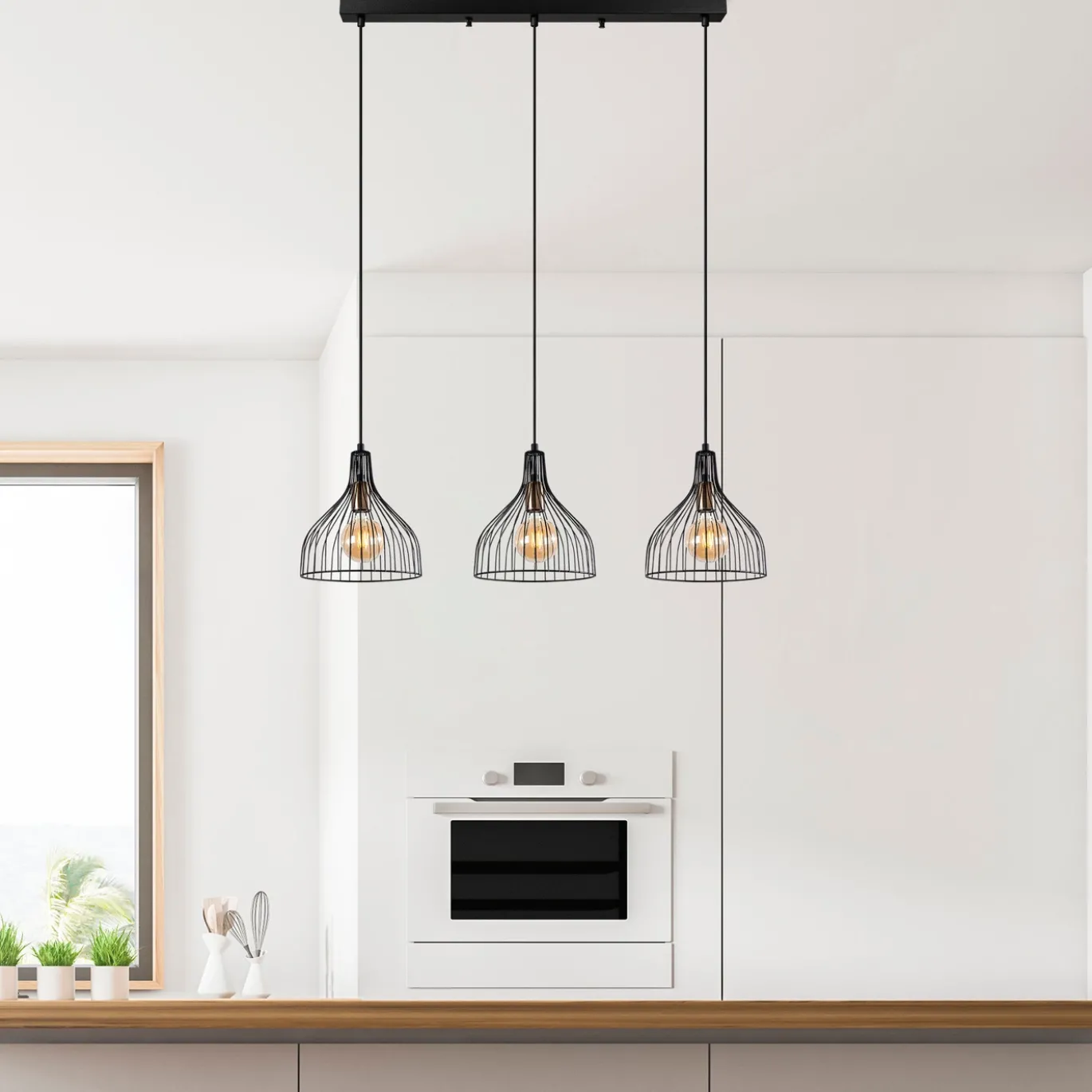 Hanglamp Cafu 3-Lichts Zwart