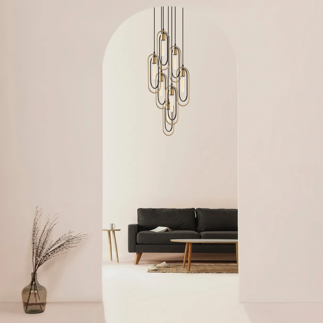 Hanglamp Cerco Goud/Zwart 7-Lichts