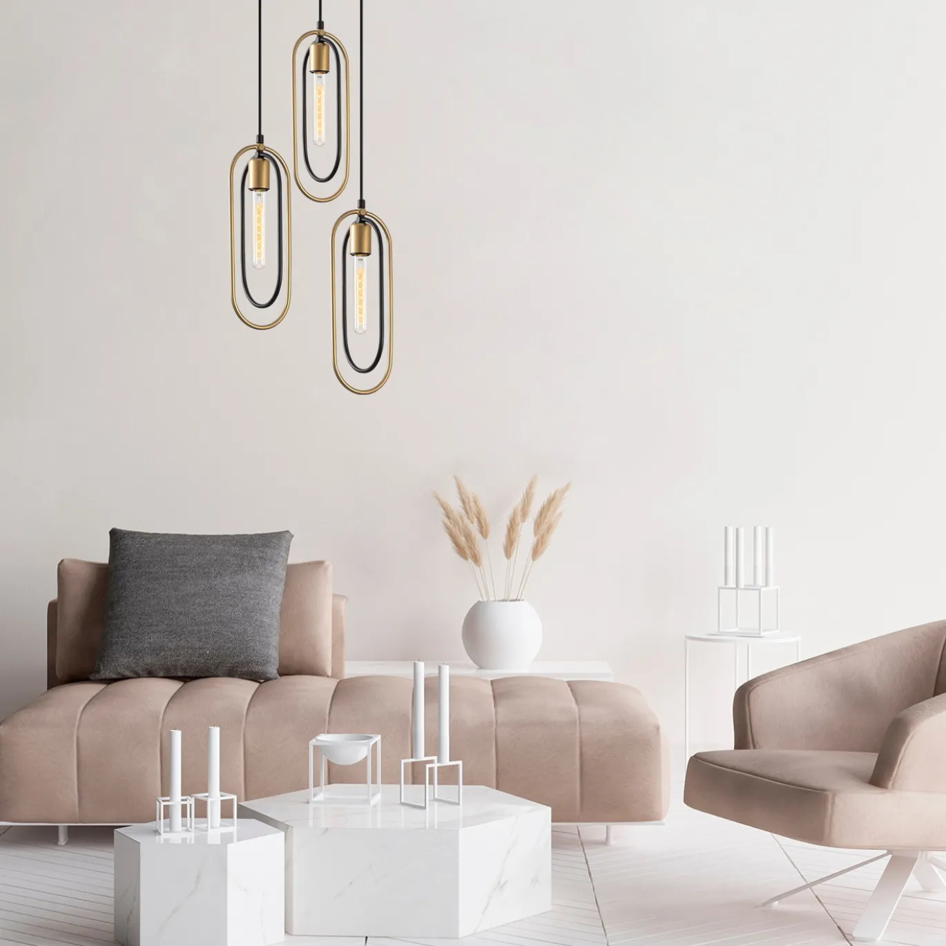 Hanglamp Cerco Goud/Zwart 3-Lichts