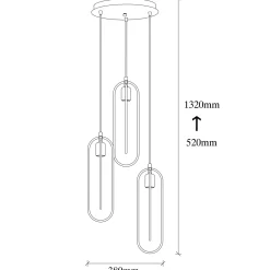 Hanglamp Cerco Goud/Zwart 3-Lichts