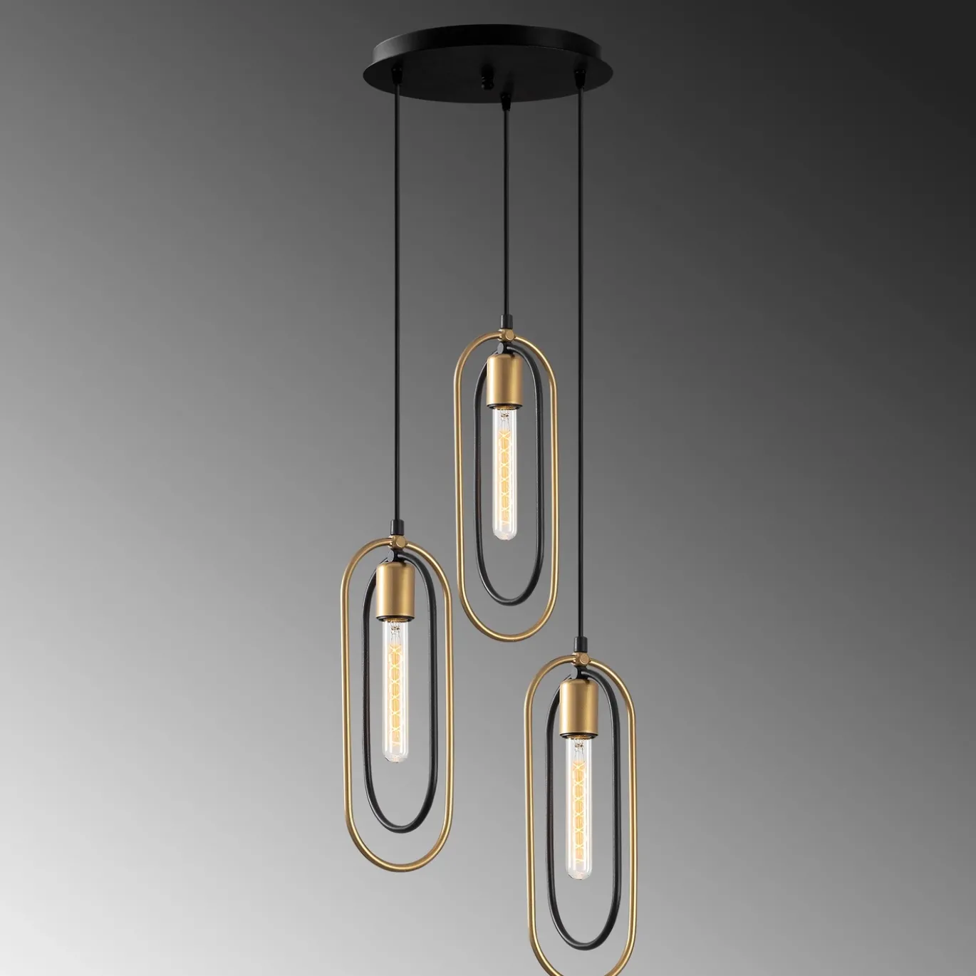 Hanglamp Cerco Goud/Zwart 3-Lichts