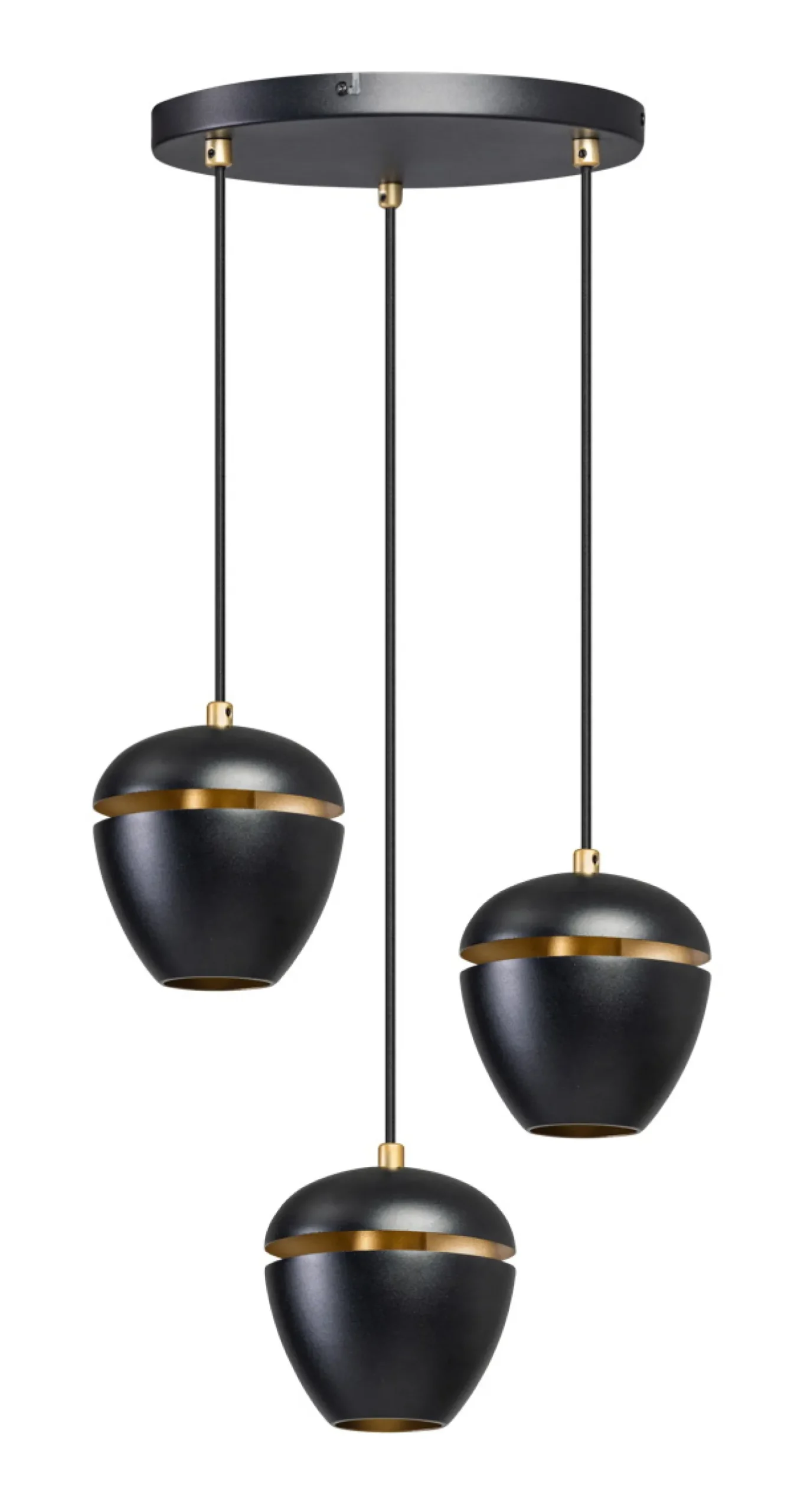 Hanglamp Claire 3-Lichts Getrapt Zwart/Messing - Giga Meubel