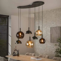 Hanglamp Cluster 4+3-lichts Sienna Bruin - Giga Meubel
