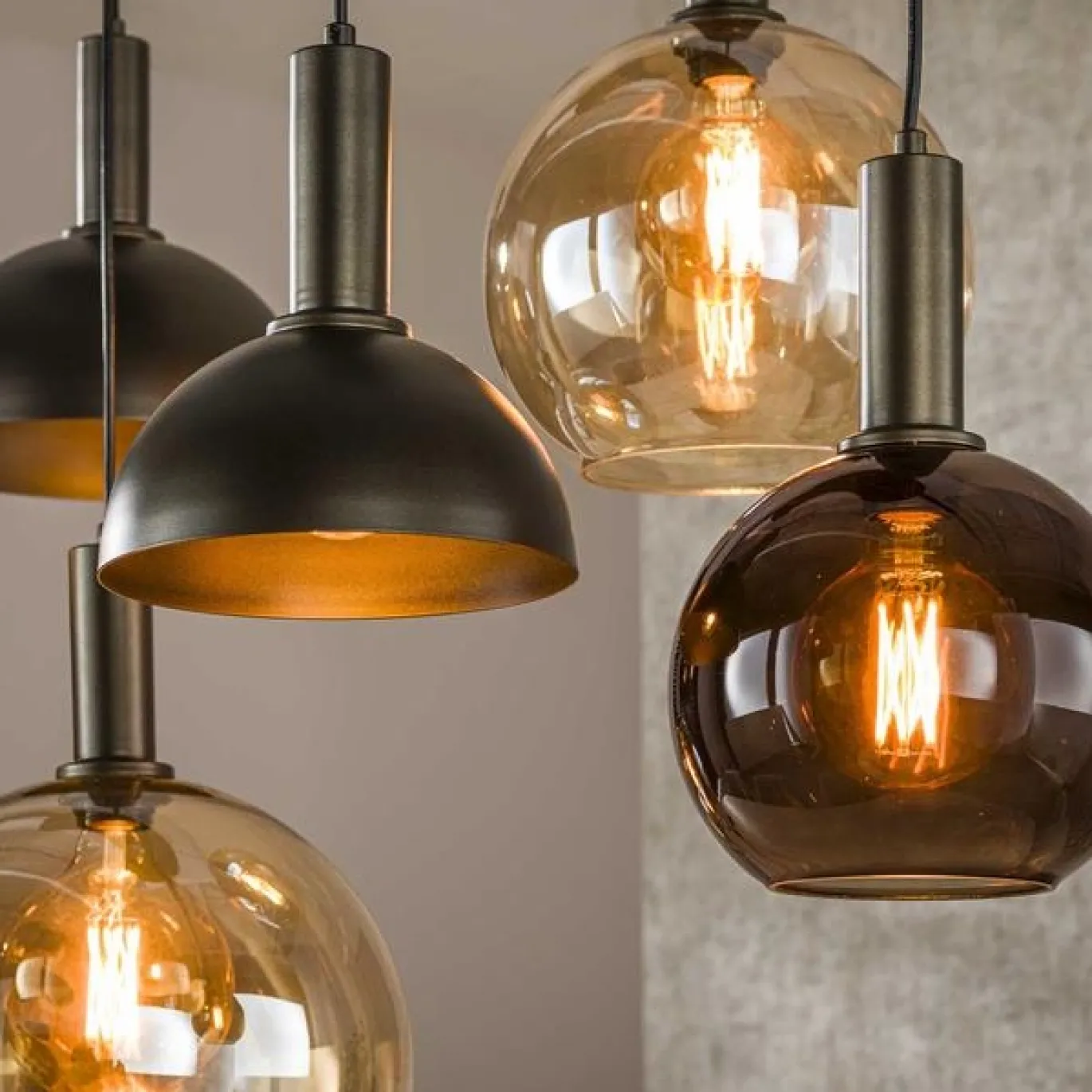 Hanglamp Cluster 4+3-lichts Sienna Bruin - Giga Meubel