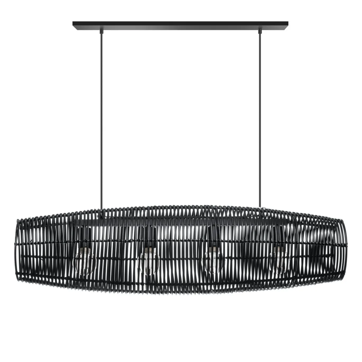 Hanglamp Cocoon 4-Lichts Rotan Zwart - Giga Meubel