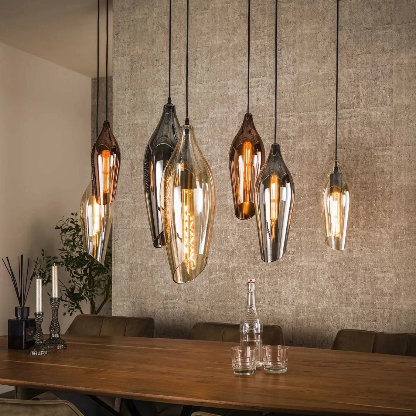 Hanglamp Cocoon Mix 7-Lichts Glas - Giga Meubel