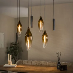 Hanglamp Cocoon Pendel 4+3-lichts Sienna Bruin-shaded - Giga Meubel