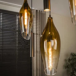 Hanglamp Cocoon Pendel 4+3-lichts Sienna Bruin-shaded - Giga Meubel
