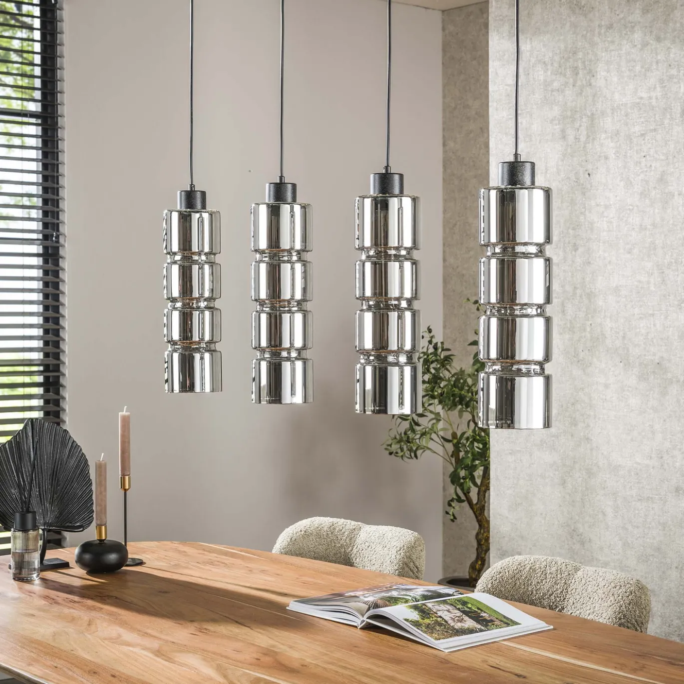 Hanglamp Cylinder 4-Lichts Glas - Giga Meubel