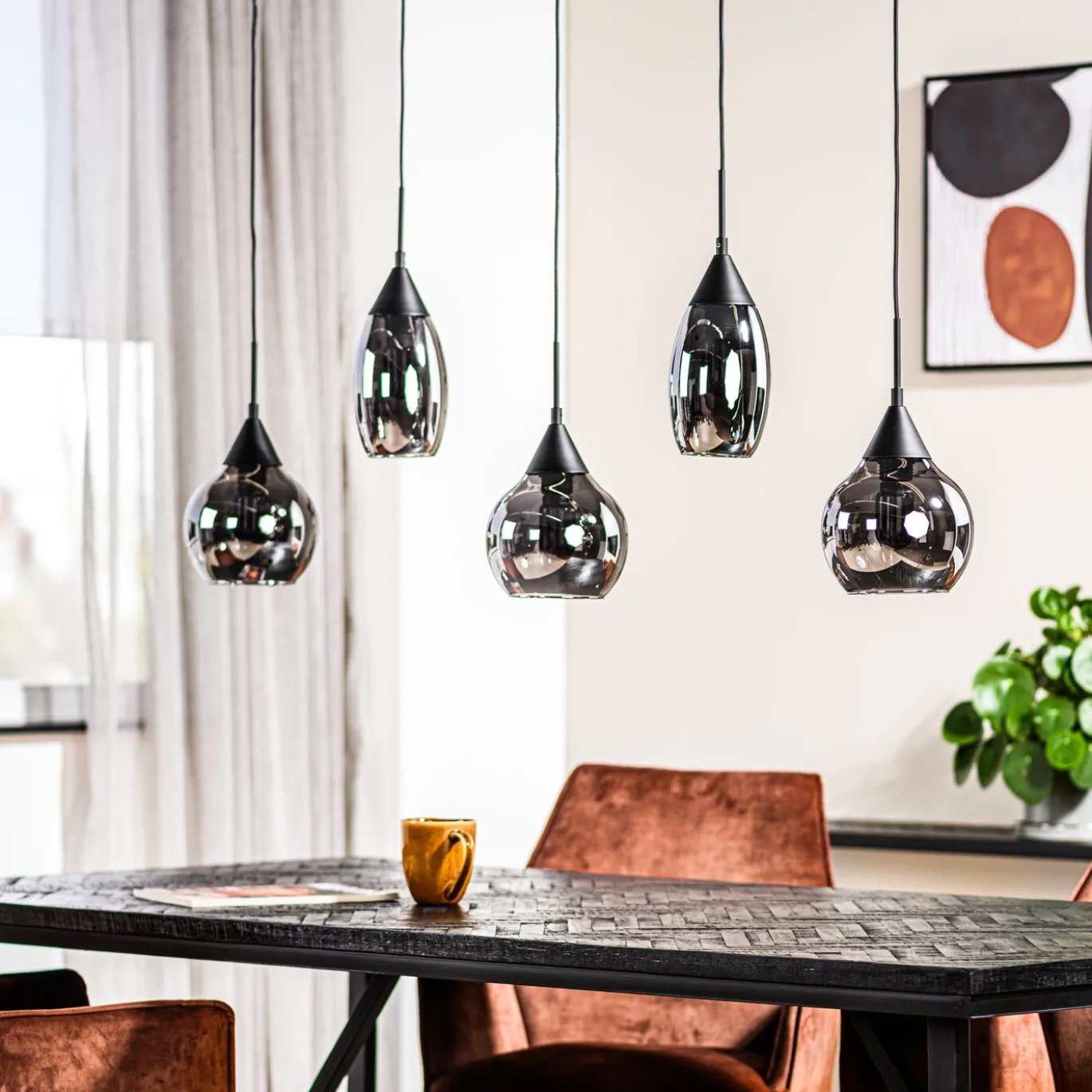 Hanglamp Daina 5-lichts Smoke Glass - Giga Meubel
