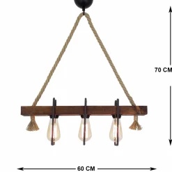 Hanglamp Demir Kütük 3-Lichts Walnoot