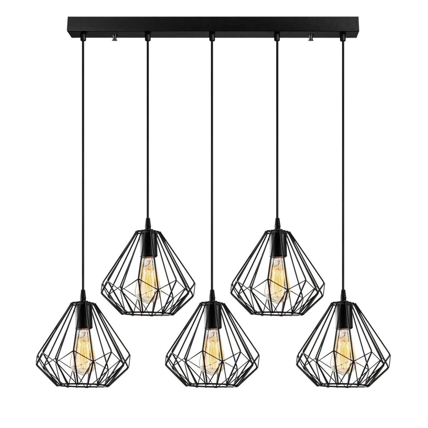 Hanglamp Diamond Zwart 5-Lichts