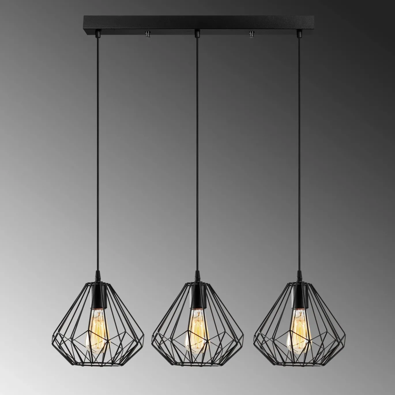 Hanglamp Diamond Zwart 3-Lichts