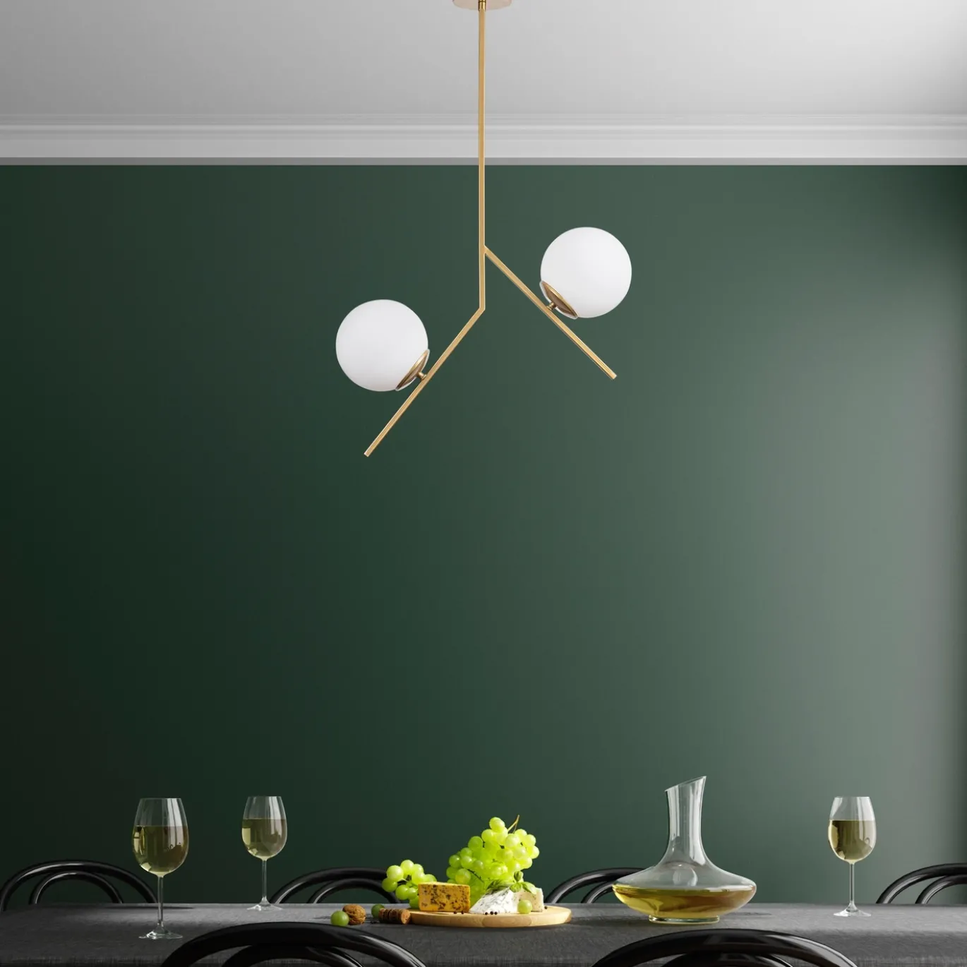 Hanglamp Dolunay Goud 2-Lichts