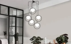 Hanglamp Dolunay 5-Lichts Zwart/Wit