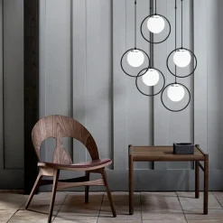 Hanglamp Dolunay 5-Lichts Zwart/Wit