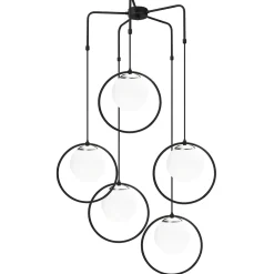 Hanglamp Dolunay 5-Lichts Zwart/Wit