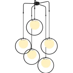 Hanglamp Dolunay 5-Lichts Zwart/Wit