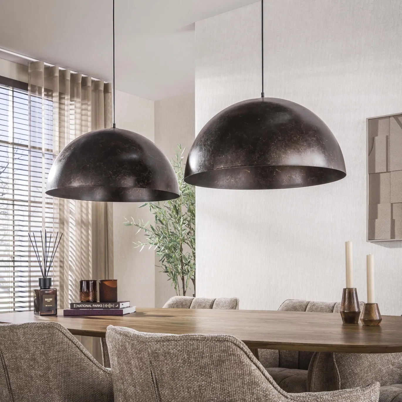 Hanglamp Dome 2-lichts Ø60cm Urban Bruin - Giga Meubel