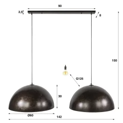 Hanglamp Dome 2-lichts Ø60cm Urban Bruin - Giga Meubel