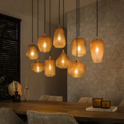 Hanglamp Dot Pattern 9-Lichts Amberkleurig Glas - Giga Meubel