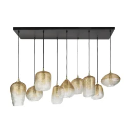 Hanglamp Dot Pattern 9-Lichts Amberkleurig Glas - Giga Meubel