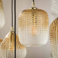 Hanglamp Dot Pattern 9-Lichts Amberkleurig Glas - Giga Meubel