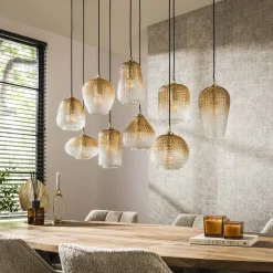 Hanglamp Dot Pattern 9-Lichts Amberkleurig Glas - Giga Meubel