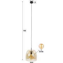 Hanglamp Drift Glass 1-Lichts Amber - Giga Meubel
