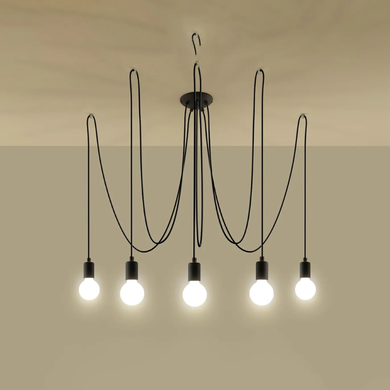 Hanglamp Edison Zwart 5-Lichts - Giga Meubel