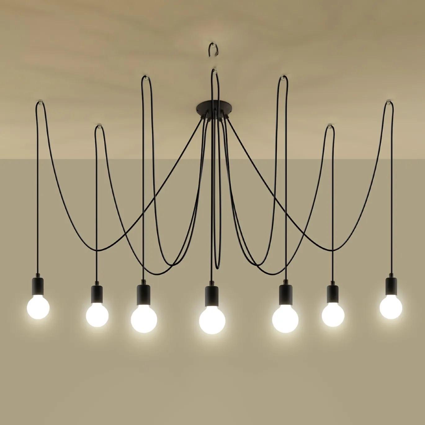 Hanglamp Edison Zwart 7-Lichts - Giga Meubel
