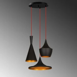 Hanglamp Elmas Zwart 3-Lichts Getrapt