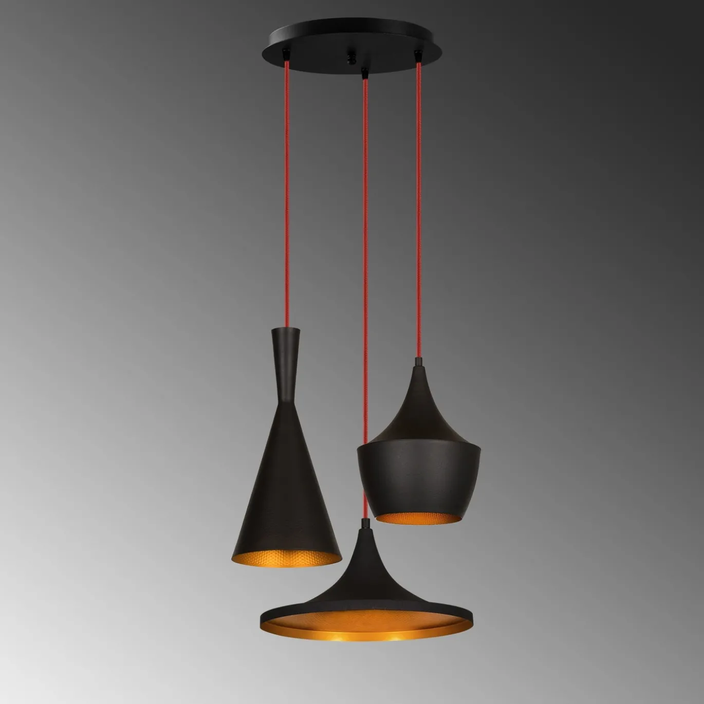Hanglamp Elmas Zwart 3-Lichts Getrapt