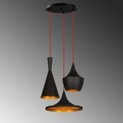 Hanglamp Elmas Zwart 3-Lichts Getrapt