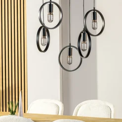 Hanglamp Evi 5-Lichts Getrapt Zwart - Giga Meubel