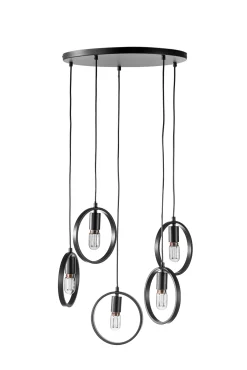 Hanglamp Evi 5-Lichts Getrapt Zwart - Giga Meubel