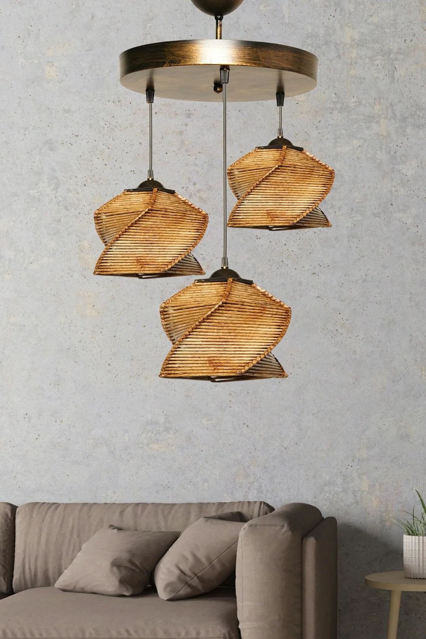 Hanglamp Eyice 3-Lichts Bruin