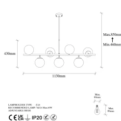 Hanglamp Fazli Metaal Zwart Wit 7-Lichts