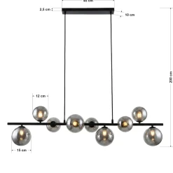 Hanglamp Finn 9-Lichts Smoke Glas - Giga Meubel