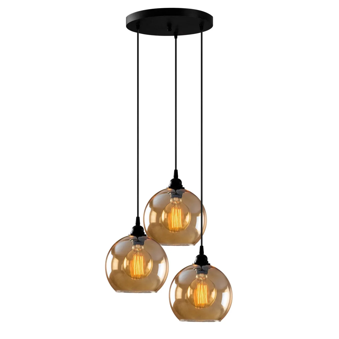 Hanglamp Gold Glas 3-Lichts Getrapt