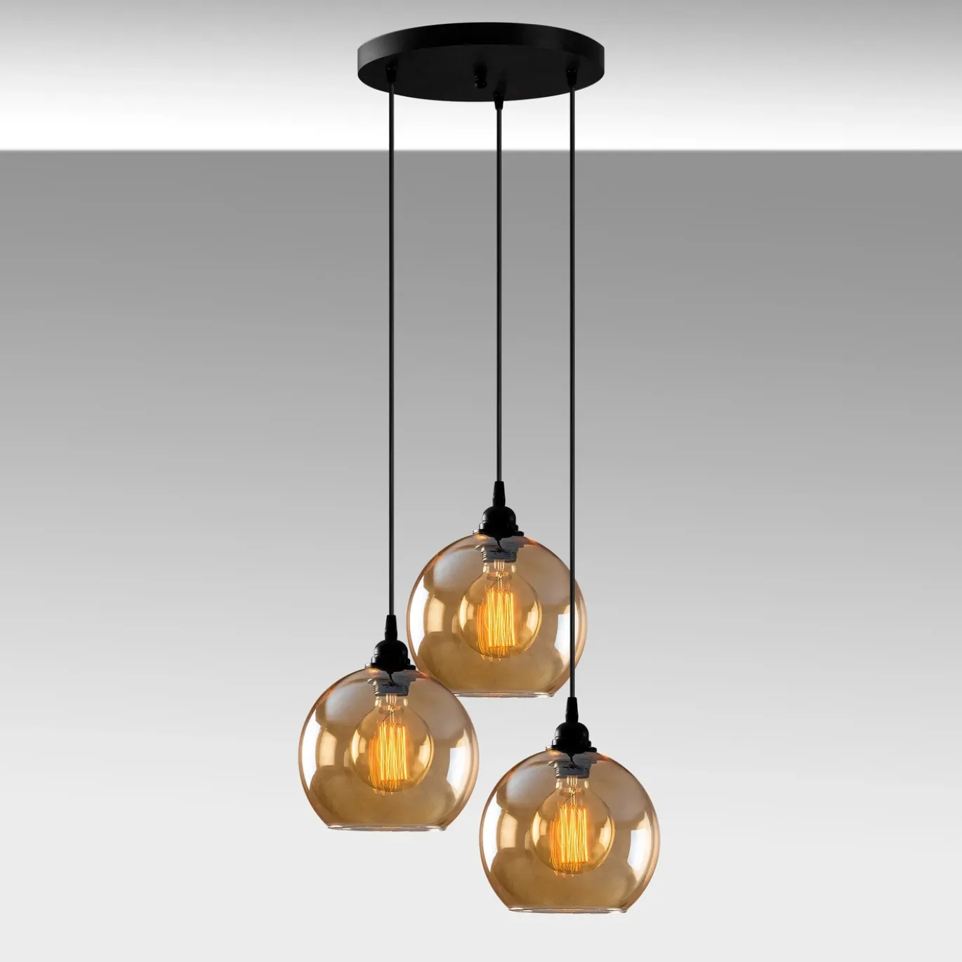 Hanglamp Gold Glas 3-Lichts Getrapt